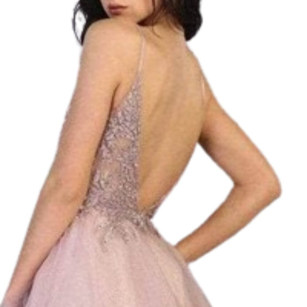 SALE NWT May Queen MQ1816 Beaded/Sheer Cocktail Dress Mauve size 10 - Picture 2 of 8